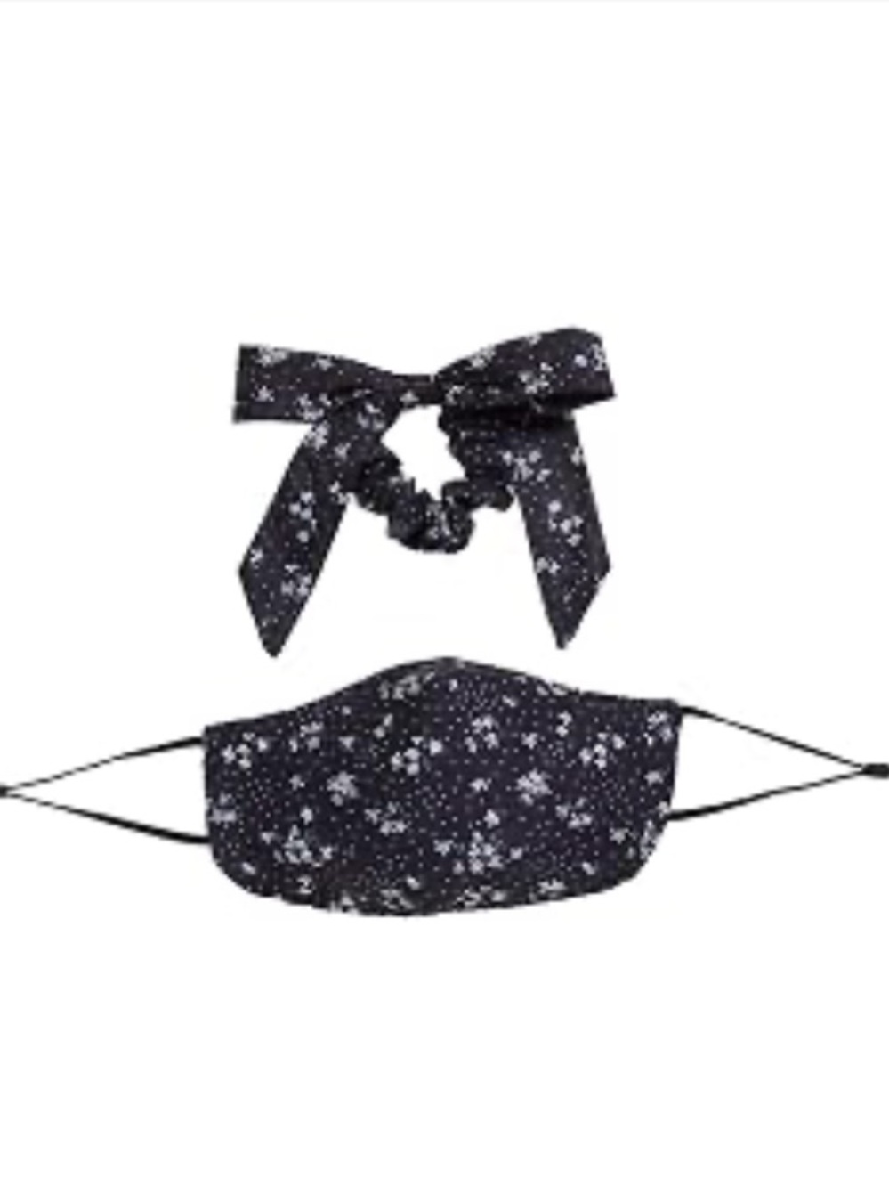 NWT! Free People Mask & Bow Floral Set Hair Tie Scrunchie Black Floral